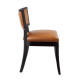 Brown Vegan Leather Dark Wood Accent Dining Chairs Set of 2